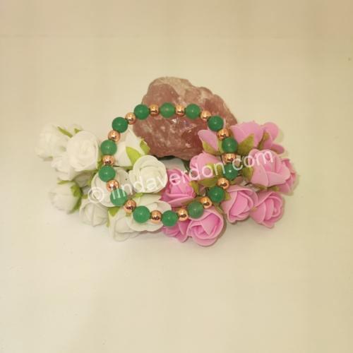 Bracelet D'aventurine Verte et Hématite Rose Gold - (Perle de 68mm)