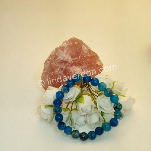 Bracelet Agate Veine de Dragon Bleu - (Perle de 8mm)