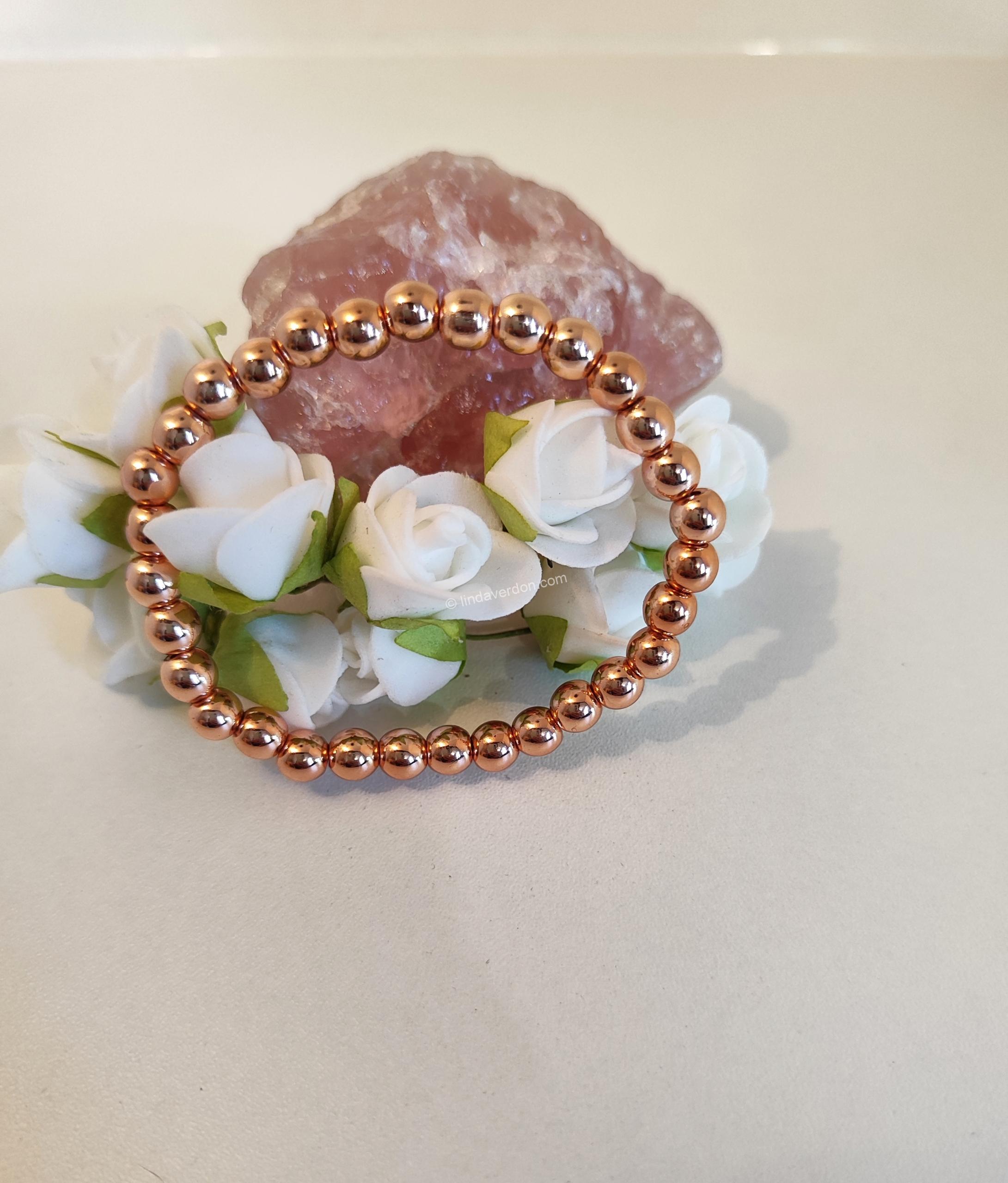 Bracelet Hématite Rose Gold (Perles 6 mm)