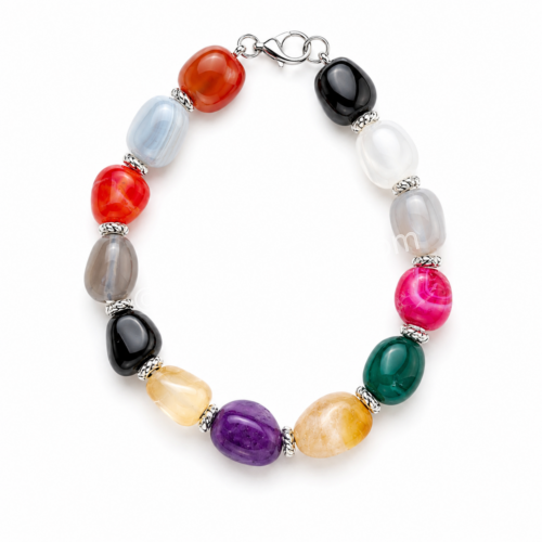 ✨ Bracelet Agates Multicolores – Création artisanale avec pierres naturelles ✨