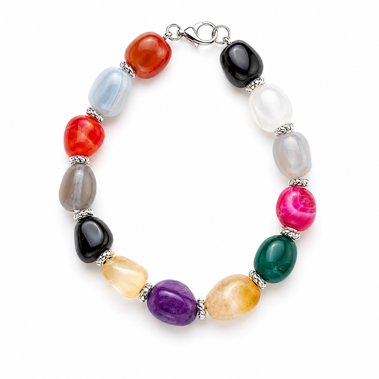 ✨ Bracelet Agates Multicolores – Création artisanale avec pierres naturelles ✨