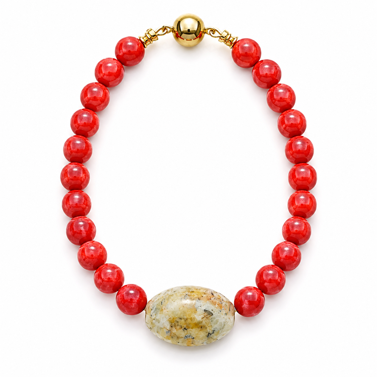 ❤️ Bracelet “Flamme d’Ancrage” en Jaspe Mashan rouge & Agate marbrée