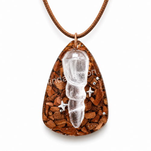 ✨ Pendentif Lumière Sacrée – Sélénite & Goldstone ✨