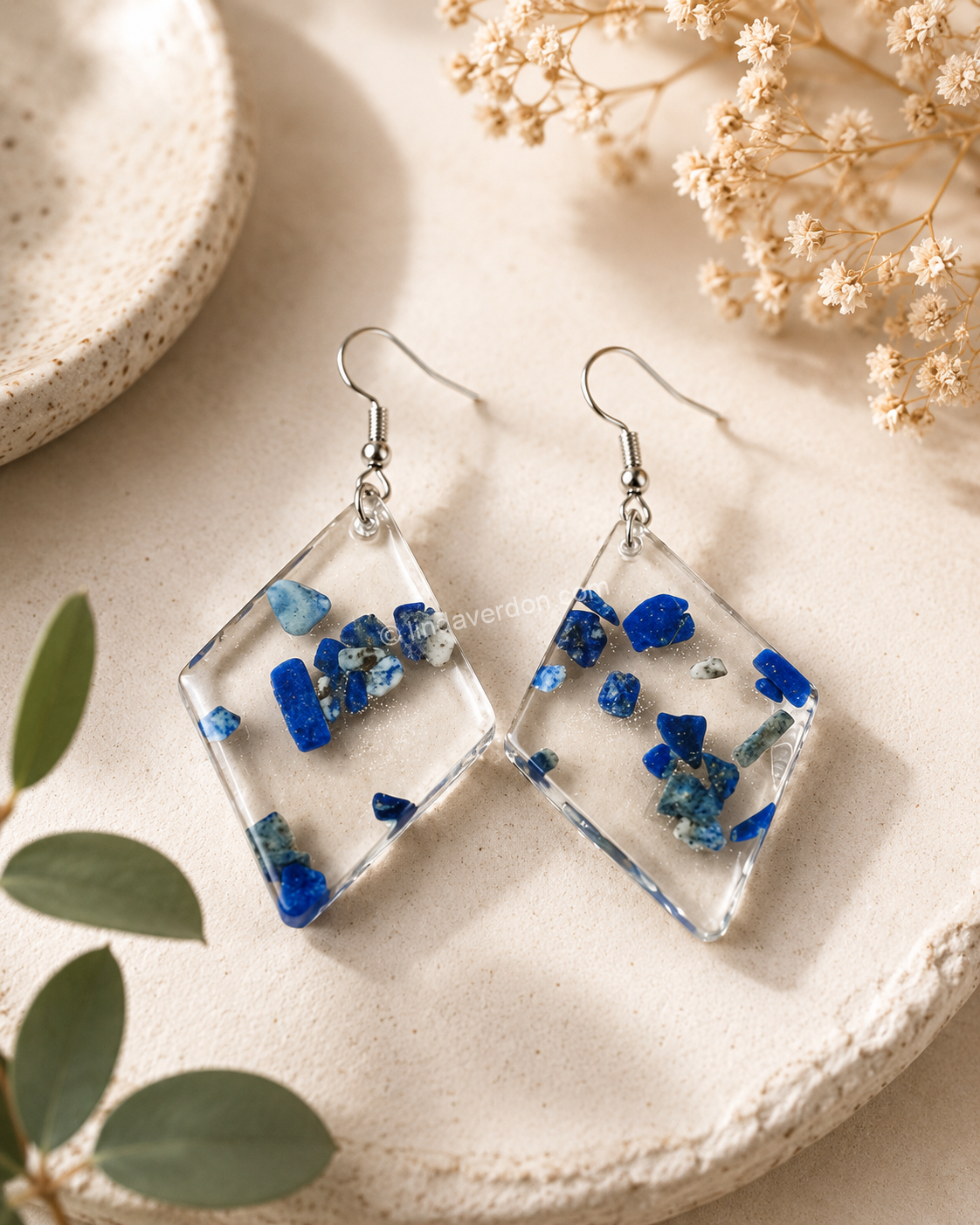 Boucles d’Oreilles Losange Lapis-Lazuli ✨
