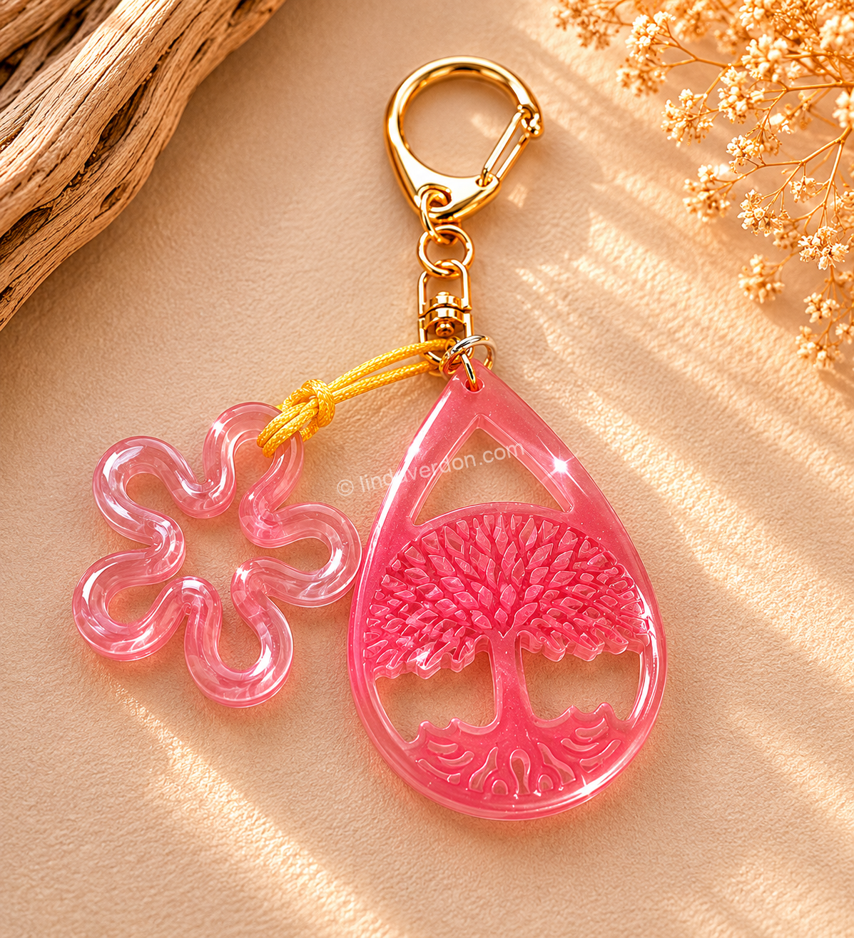 Porte-Clés Arbre de Vie Rose Éclatant ✨🌳