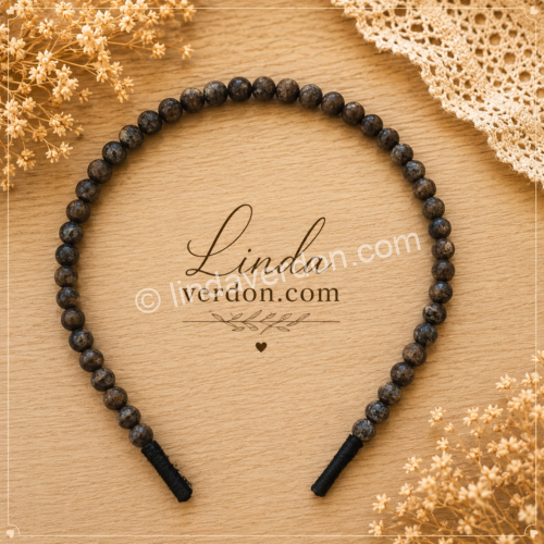 🖤 Serre-Tête Énergétique en Obsidienne Acajou – 6 mm