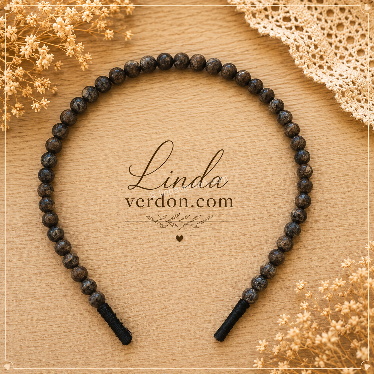 🖤 Serre-Tête Énergétique en Obsidienne Acajou – 6 mm