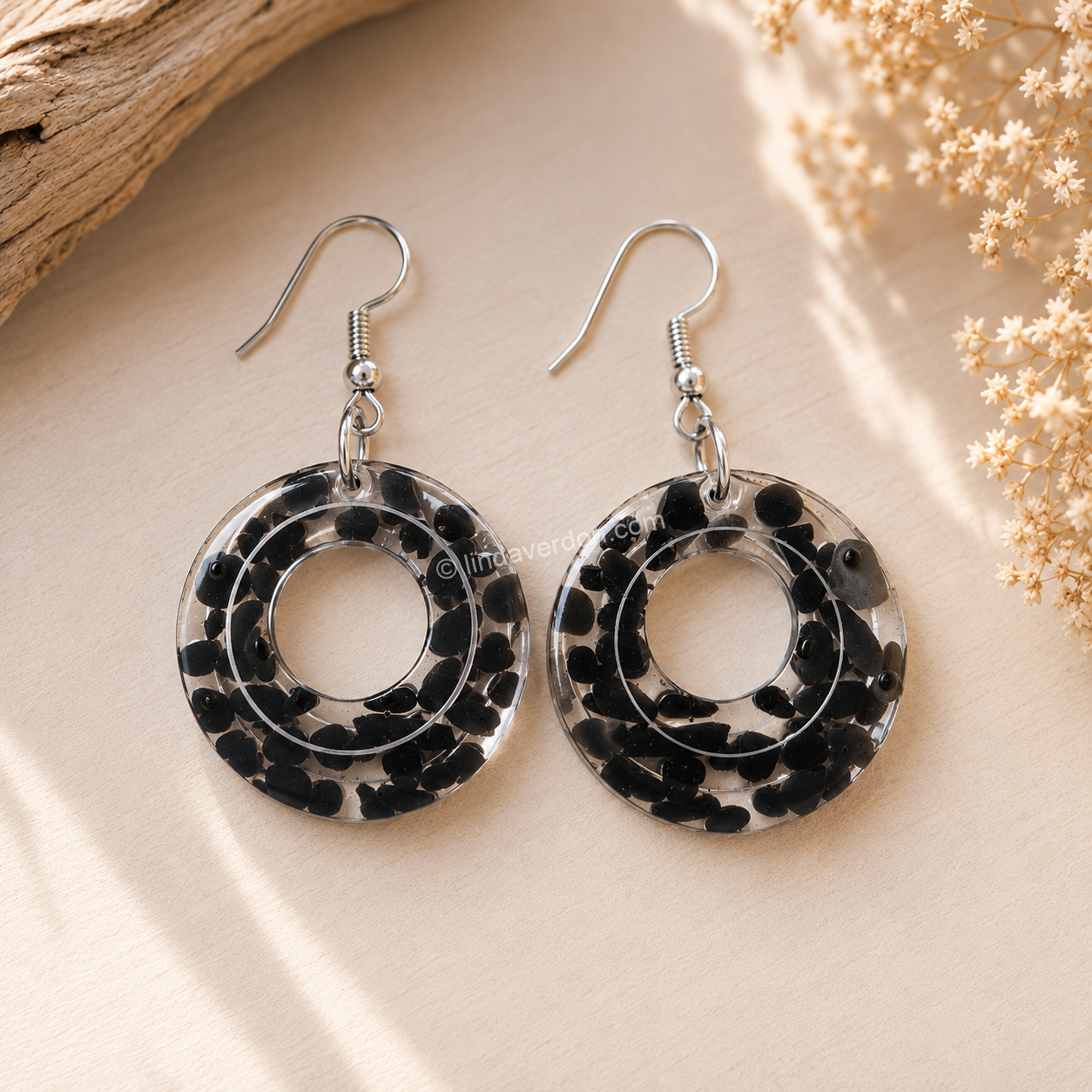 Boucles d’Oreilles Obsidienne Noire Élégance ✨