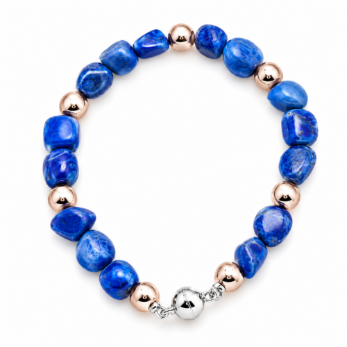 ✨ Bracelet Sodalite & Lapis-Lazuli – Rose Gold | Création artisanale avec pierres naturelles ✨