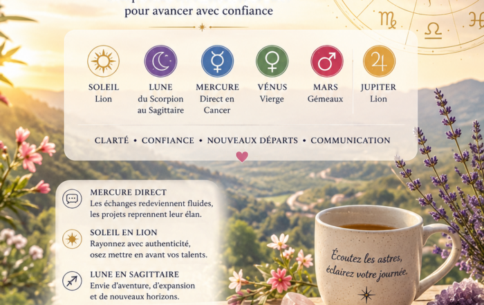 Découvrez les énergies du jour du vendredi 24 juillet 2026 : influences planétaires, climat astral, conseils pratiques, clé AstroCodex et affirmation positive.