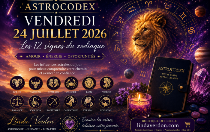l'AstroCodex du vendredi 24 juillet 2026 avec les prévisions des 12 signes du zodiaque, les influences astrales du jour et le conseil cœur.