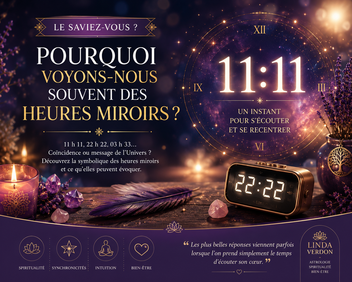 Pourquoi voit-on souvent des heures miroirs ? Découvrez leur symbolique, leurs interprétations et ce qu'elles peuvent évoquer dans une démarche spirituelle.