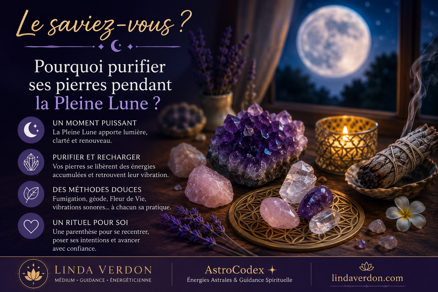 Découvrez pourquoi purifier ses pierres pendant la Pleine Lune, quelles méthodes utiliser et comment réaliser un rituel simple pour accompagner votre pratique.