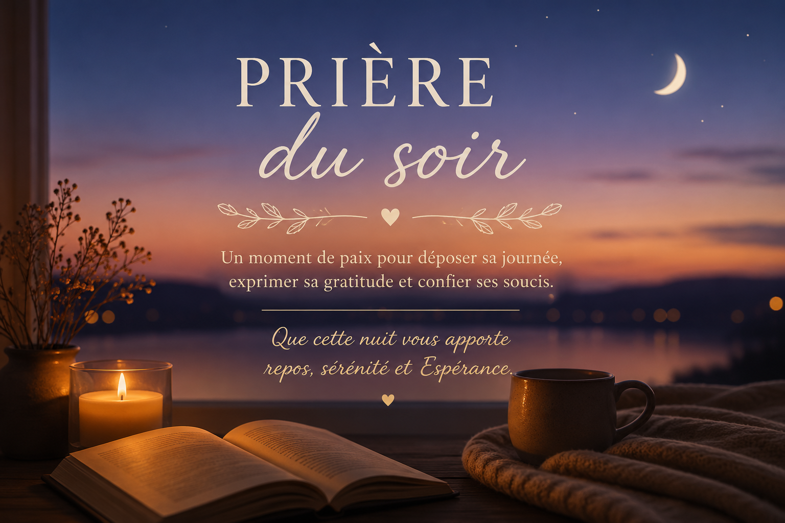 Découvrez la prière du soir du 1er août 2026 pour accueillir ce nouveau mois avec confiance, sérénité et un cœur ouvert aux nouvelles bénédictions.