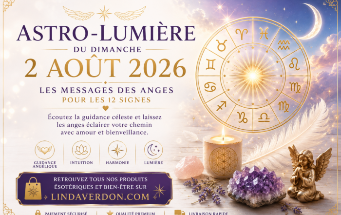 Découvrez l'Astro-Lumière du dimanche 2 août 2026 avec les messages des anges pour les 12 signes astrologiques, une guidance spirituelle inspirante et bienveillante.