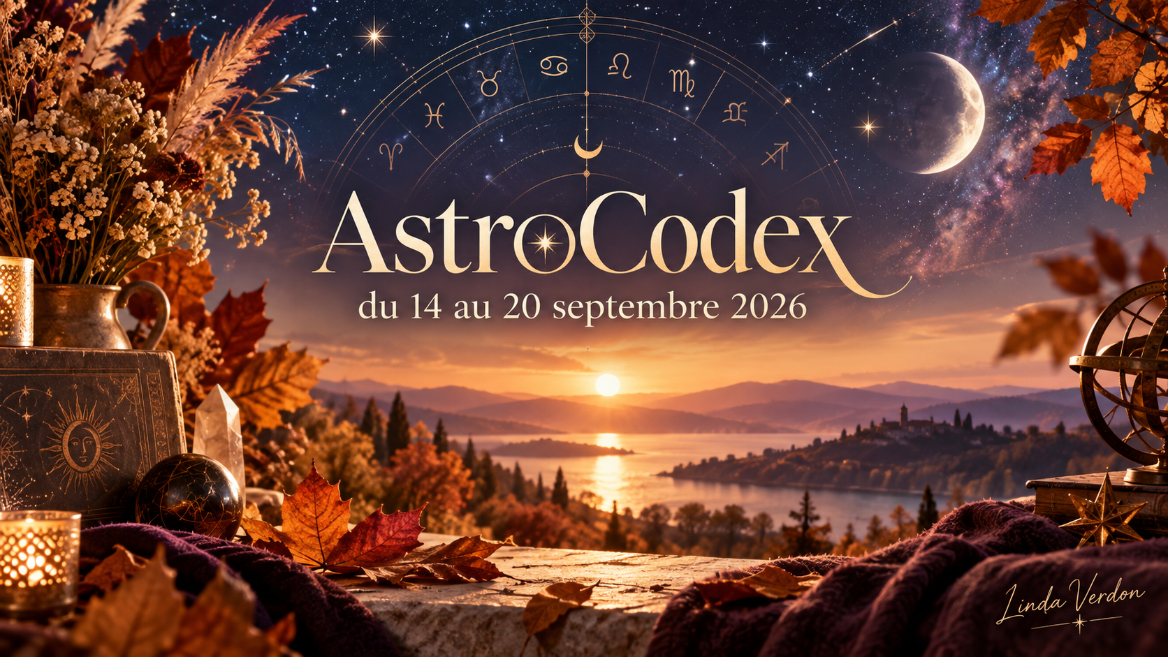 Découvrez l’AstroCodex du 14 au 20 septembre 2026 : amour, travail, argent, santé et relations pour les 12 signes du zodiaque.